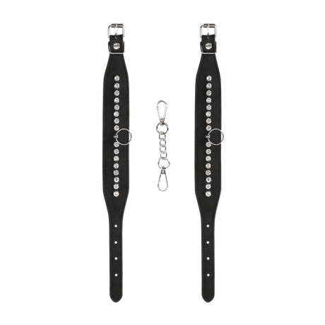 Fußfesseln Ouch mit Strasssteinen 35 cm Schwarz – Ansicht 5
