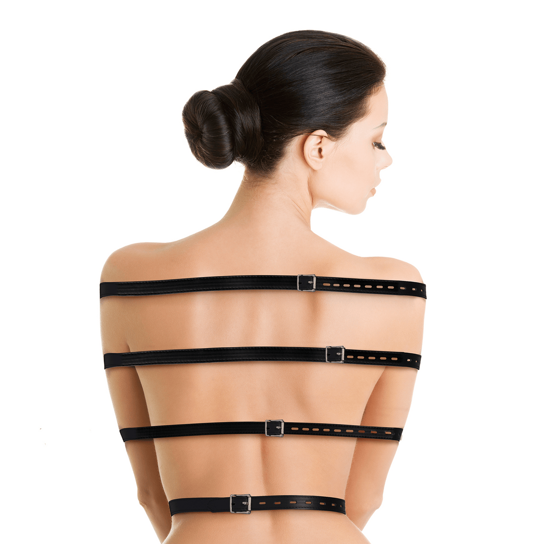 Bondage-Gurte Ouch für den Ganzkörper aus PU-Leder Schwarz