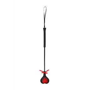 Gerte Ouch herzförmig aus PU-Leder Schwarz-Rot 47 x 7,5 cm