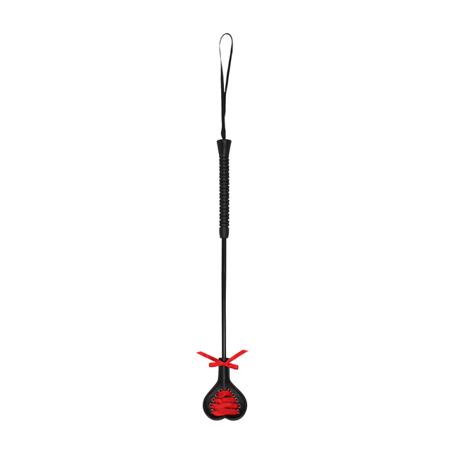 Gerte Ouch herzförmig aus PU-Leder Schwarz-Rot 47 x 7,5 cm