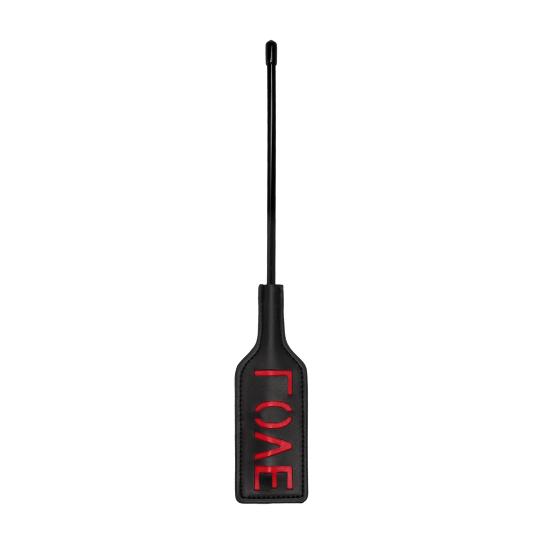 Gerte Ouch mit Aufdruck „Love“ aus PU-Leder Schwarz 31,5 x 5 cm