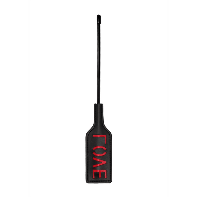 Gerte Ouch mit Aufdruck „Love“ aus PU-Leder Schwarz 31,5 x 5 cm