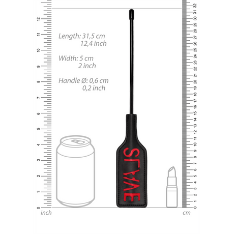 Gerte Ouch mit Aufdruck „Slave“ aus PU-Leder Schwarz 31,5 x 5 cm – Ansicht 3