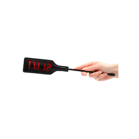 Gerte Ouch mit Aufdruck „Slut“ aus PU-Leder Schwarz 31,5 x 5 cm – Ansicht 4