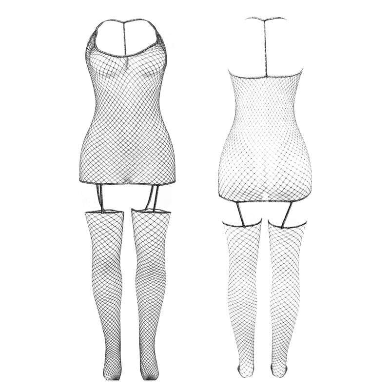 Glänzender Netz-Bodystocking Einheitsgröße – Ansicht 4