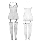 Glänzender Netz-Bodystocking Einheitsgröße – Ansicht 4