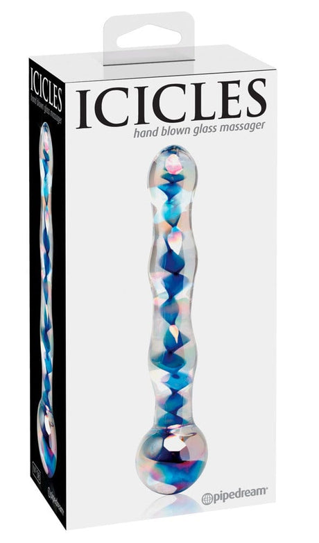 Glasdildo Icicles No. 8 Klar/Blau 17,5 x 3,5 cm