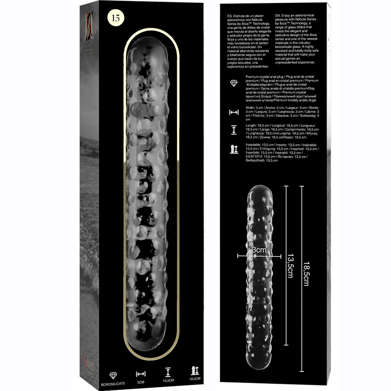 Glasdildo Modell 15 Borosilikatglas Klar -x Transparent 18,5 cm