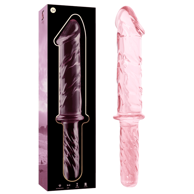 Glasdildo Modell 24 Borosilikatglas Rosa -x 28,5 cm