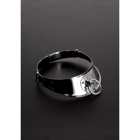 Halsband aus Edelstahl mit Wildlederfutter Silber 16 cm