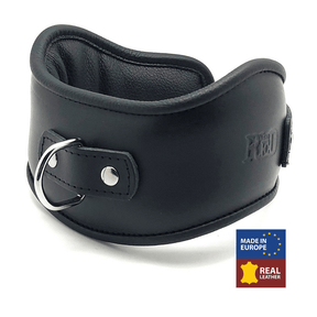 Halsband aus Leder gepolstert mit D-Ring Schwarz