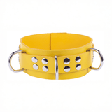 Halsband aus Leder mit drei D-Ringen Gelb