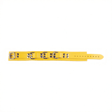 Halsband aus Leder mit drei D-Ringen Gelb – Ansicht 3