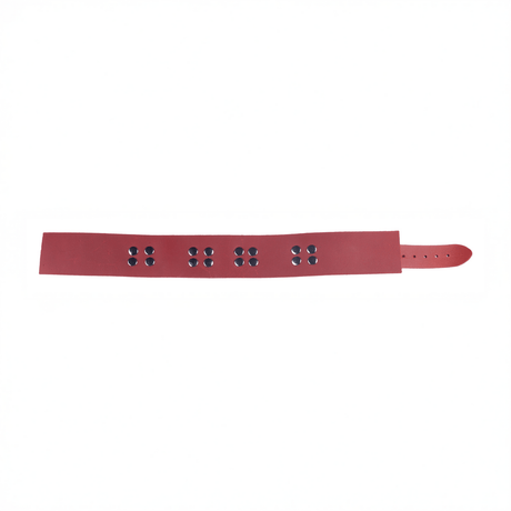 Halsband aus Leder mit drei D-Ringen Rot – Ansicht 4