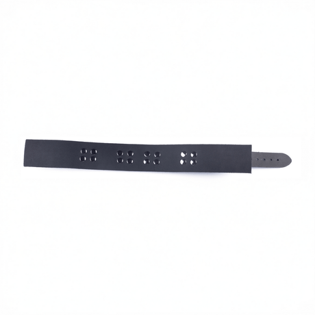 Halsband aus Leder mit drei D-Ringen Schwarz – Ansicht 4