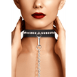 Halsband Ouch mit Strasssteinen und Leine Schwarz 102 cm
