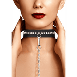 Halsband Ouch mit Strasssteinen und Leine Schwarz 102 cm