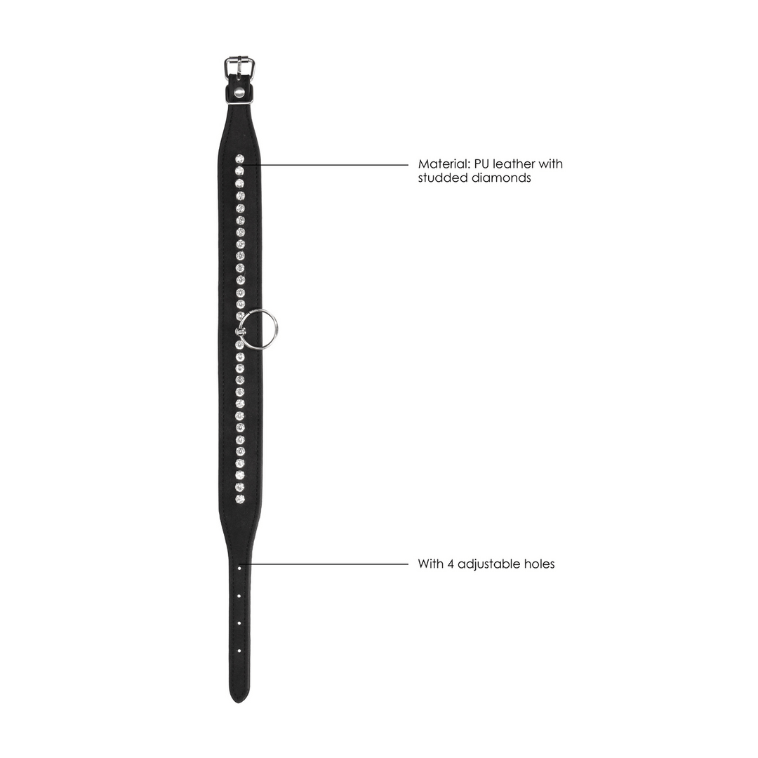 Halsband Ouch mit Strasssteinen und Leine Schwarz 102 cm – Ansicht 6