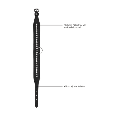 Halsband diamantbesetzt mit Leine Schwarz 102 cm – Ansicht 6