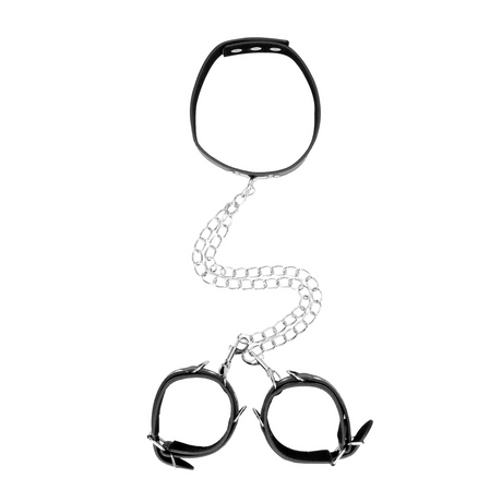 Halsband Ouch Black and White mit Handschellen 70 cm Schwarz – Ansicht 5