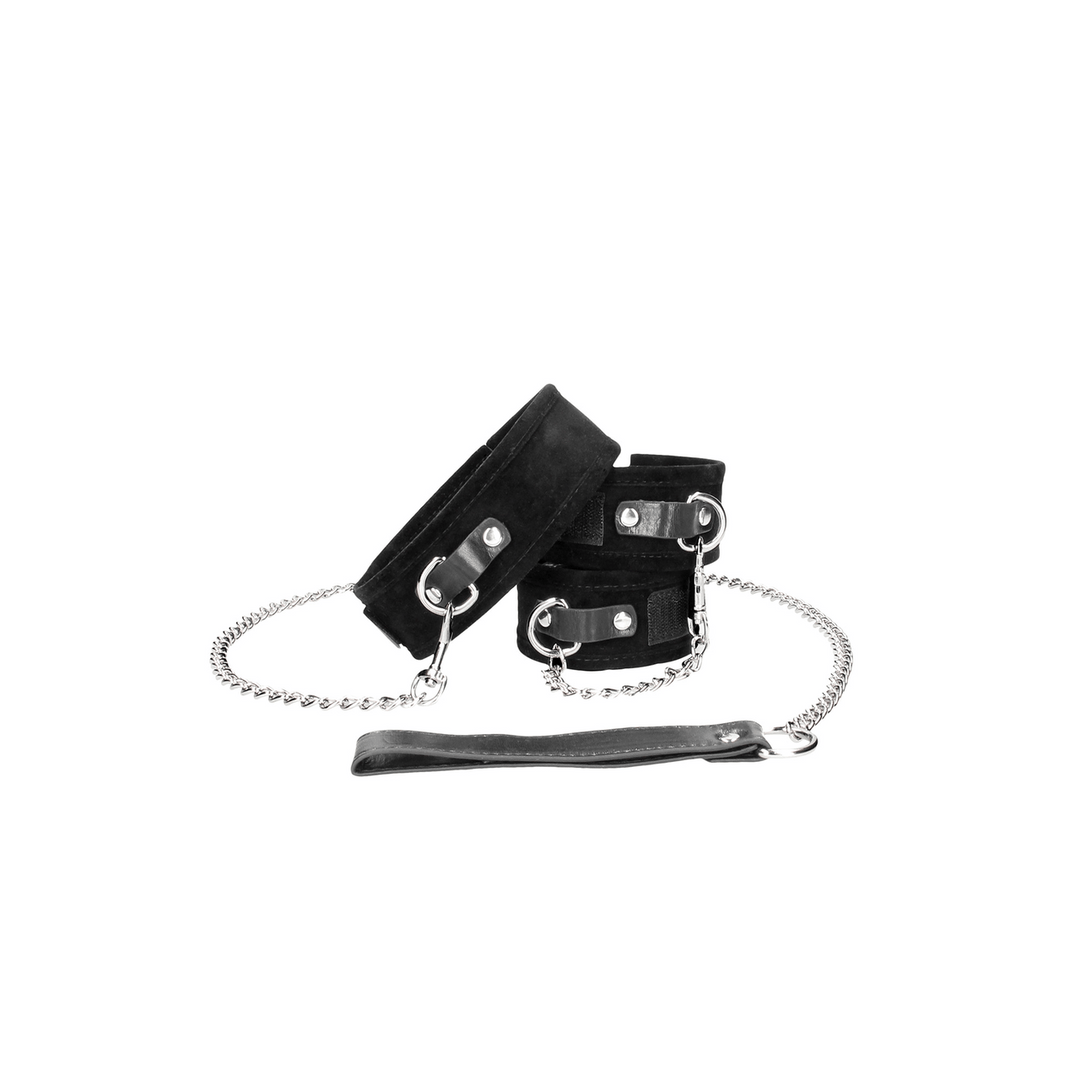 Halsband Ouch Black and White mit Leine und Manschetten 43 cm Schwarz – Ansicht 5