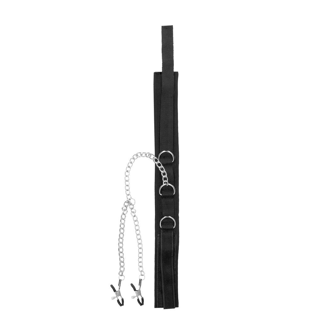 Halsband Ouch Black and White mit Nippelklemmen 50 cm Schwarz – Ansicht 6