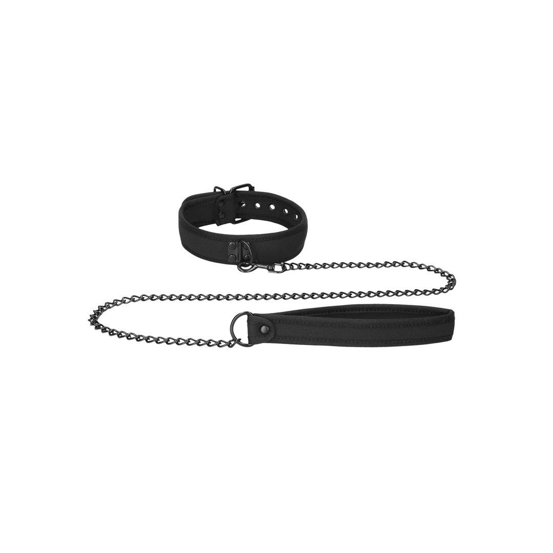 Halsband Ouch Puppy Play aus Neopren mit Leine in zwei Farben – Ansicht 4