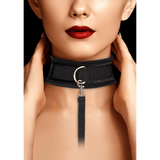 Halsband Ouch aus Samt mit Klettverschluss und Leine 51 cm Schwarz