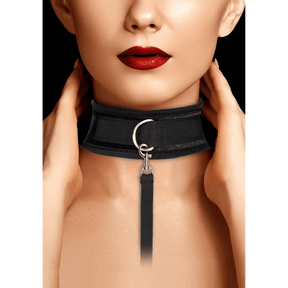 Halsband Ouch aus Samt mit Klettverschluss und Leine 51 cm Schwarz