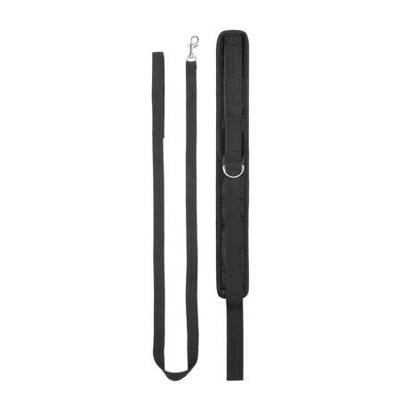 Halsband Ouch aus Samt mit Klettverschluss und Leine 51 cm Schwarz – Ansicht 5
