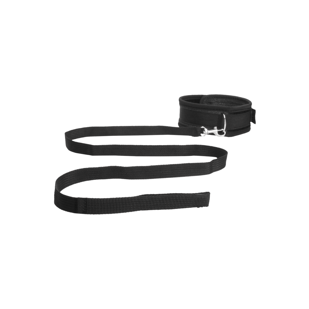 Halsband Ouch aus Samt mit Klettverschluss und Leine 51 cm Schwarz – Ansicht 4