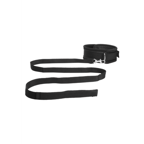 Halsband Ouch aus Samt mit Klettverschluss und Leine 51 cm Schwarz – Ansicht 4