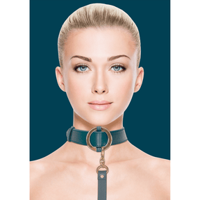 Halsband Ouch Luxury glatt mit Leine 110 cm Petrol