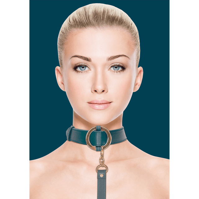Halsband Ouch Luxury glatt mit Leine 110 cm Petrol