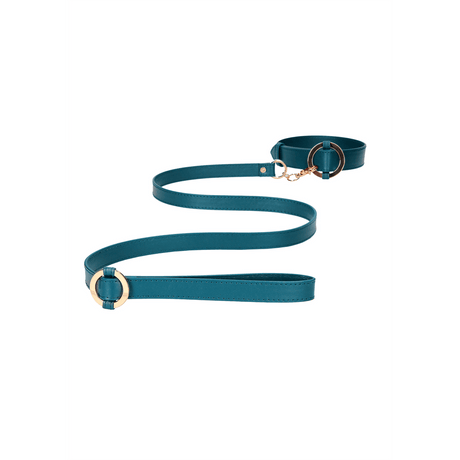 Halsband Ouch Luxury glatt mit Leine 110 cm Petrol – Ansicht 4
