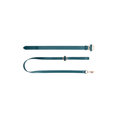 Halsband Ouch Luxury glatt mit Leine 110 cm Petrol – Ansicht 5