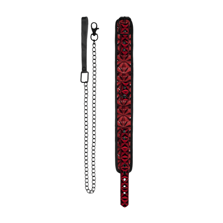 Halsband Ouch Luxury mit gerafftem Besatz und Leine 52,5 cm in zwei Farben – Ansicht 12