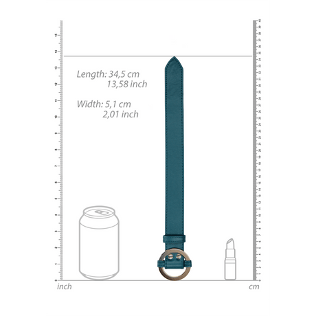 Fesseln Ouch für Hand oder Fuß mit Goldringen 34,5 cm Petrol – Ansicht 7