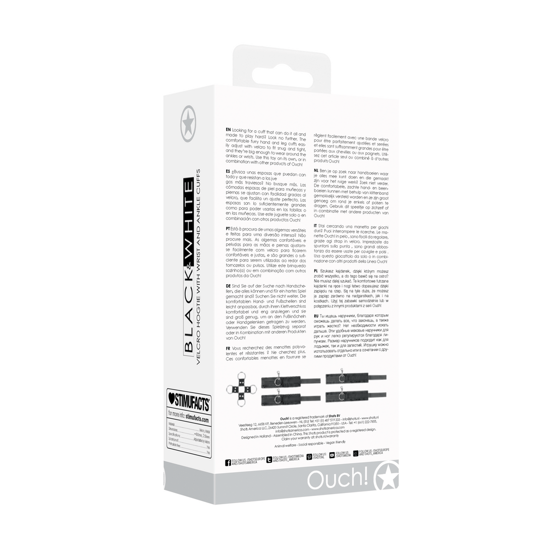 Hogtie-Set Ouch Black and White mit vier Klettmanschetten 50 cm Schwarz – Ansicht 3