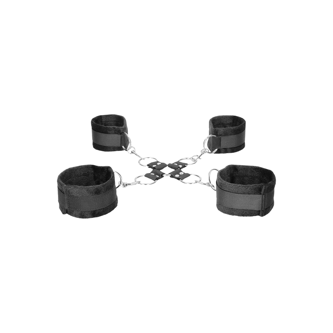Hogtie-Set Ouch Black and White mit vier Klettmanschetten 50 cm Schwarz – Ansicht 5