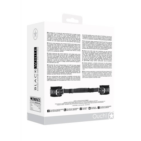 Handfesseln Ouch Black and White mit Haltegriff 50 cm Schwarz – Ansicht 3