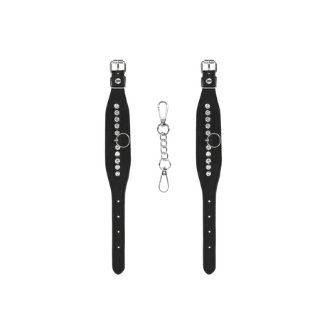 Handfesseln Ouch mit Strasssteinen 34 cm Schwarz – Ansicht 5