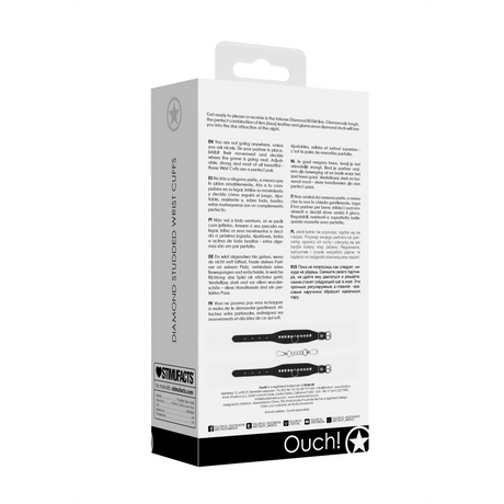 Handfesseln Ouch mit Strasssteinen 34 cm Schwarz – Ansicht 3