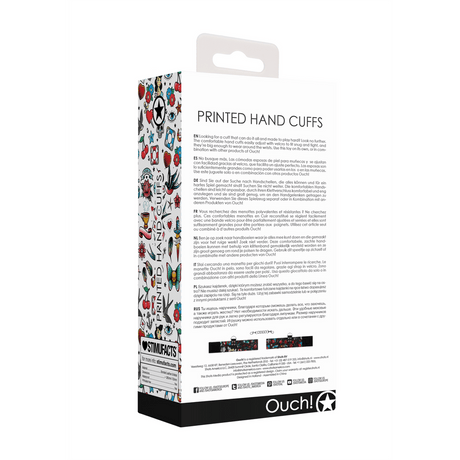 Handfesseln Ouch mit Tattoo-Druck 29,5 cm Schwarz-Bunt – Ansicht 3