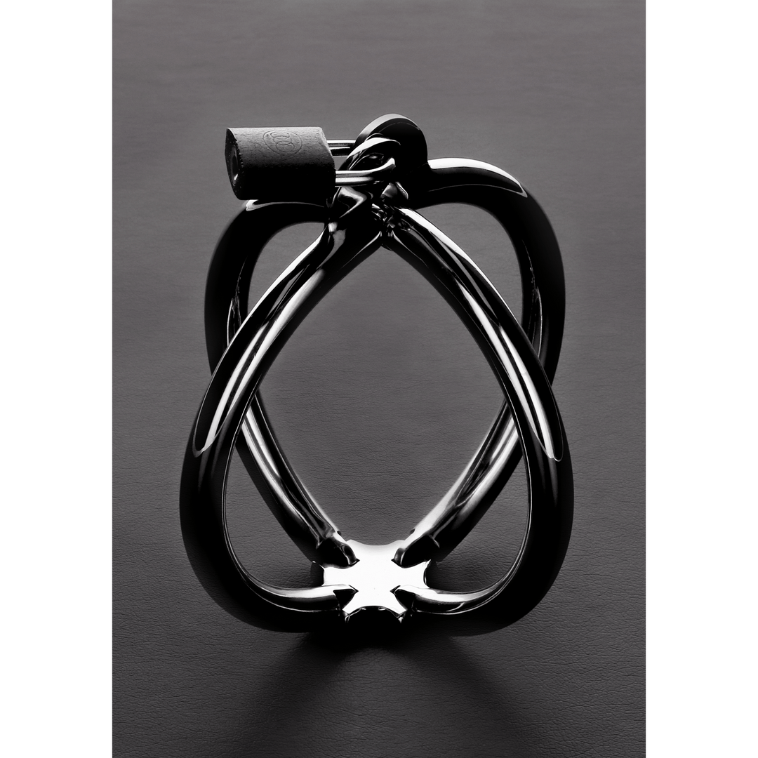 Handschellen aus Edelstahl über Kreuz Silber 11 cm