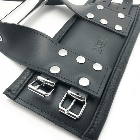Handschellen aus Leder für Aufhängung mit Bügel Schwarz – Ansicht 4