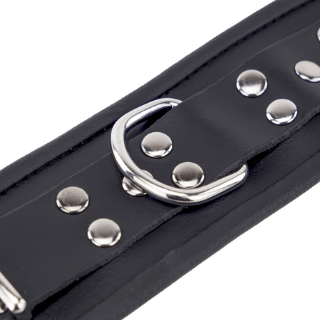 Handschellen aus Leder gepolstert Schwarz – Ansicht 4