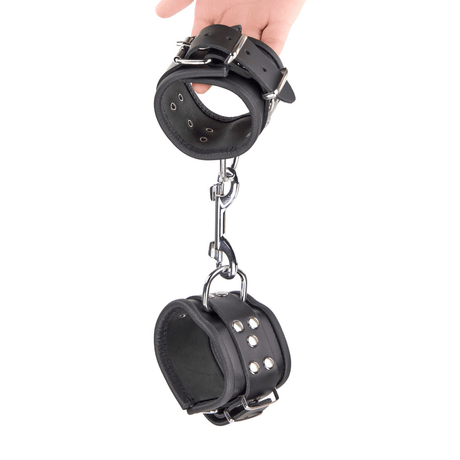 Handschellen aus Leder gepolstert Schwarz – Ansicht 5