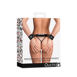 Handfesseln Ouch mit Tattoo-Druck und Haltegriff 59 cm Schwarz-Bunt – Ansicht 2