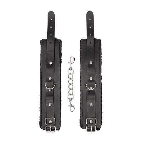 Handfesseln Ouch Black and White mit Plüschfutter 30 cm Schwarz – Ansicht 5